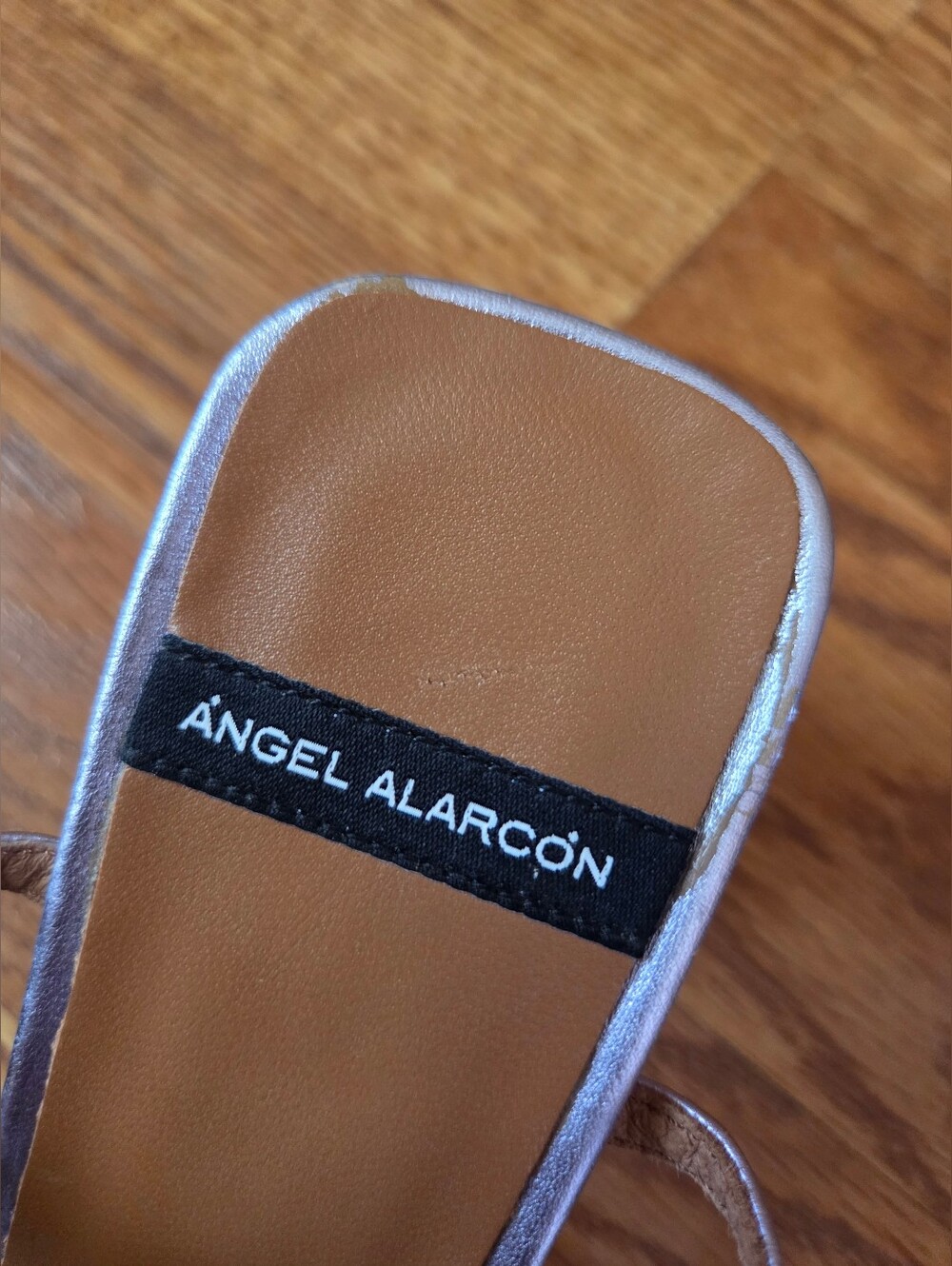 Metallic Lavender Strappy Block Heel Sandals - Picture 11 of 16